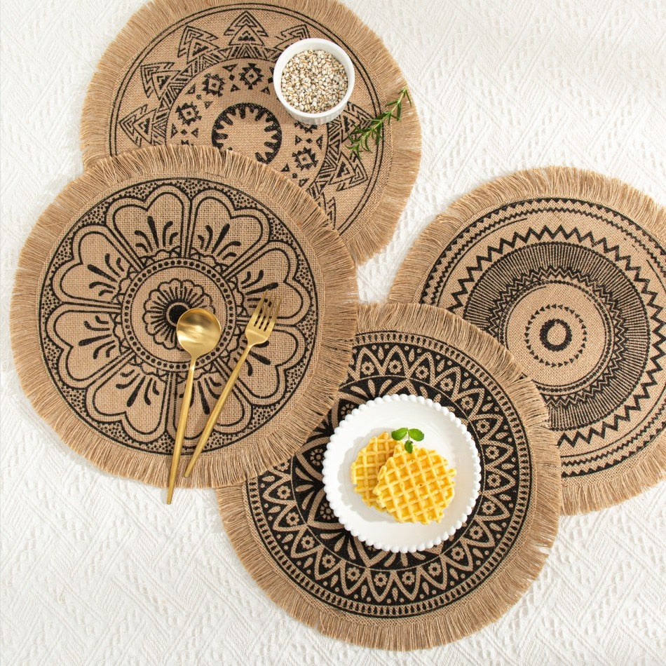 4 PCs Linen Non-slip Placemat