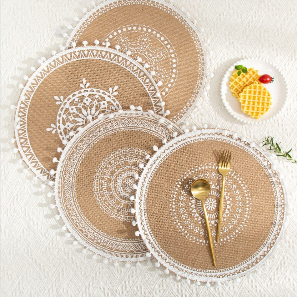 4 PCs Linen Non-slip Placemat