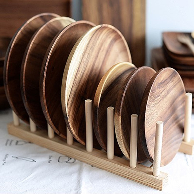 Acacia Wood Plate Set