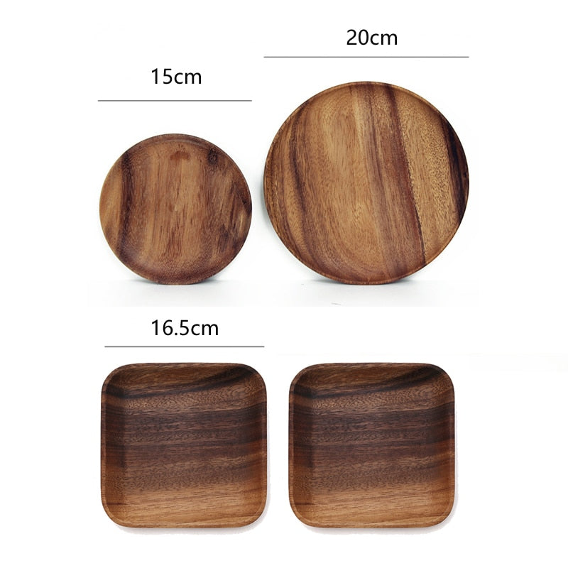 Acacia Wood Plate Set