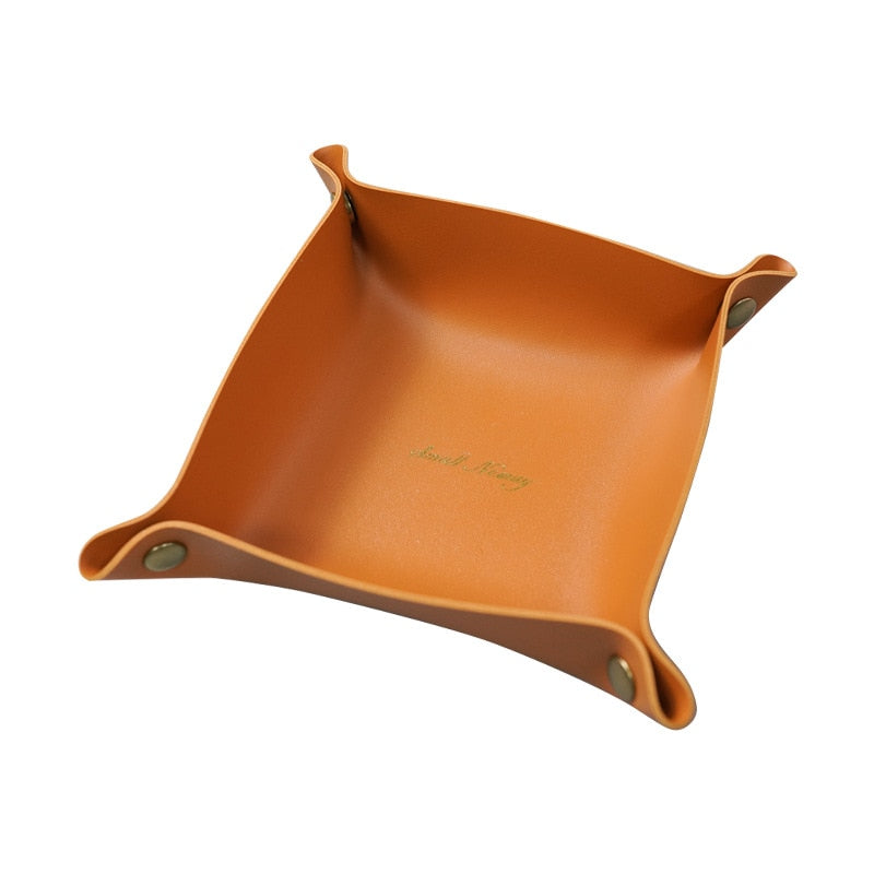 Leather decorative tray