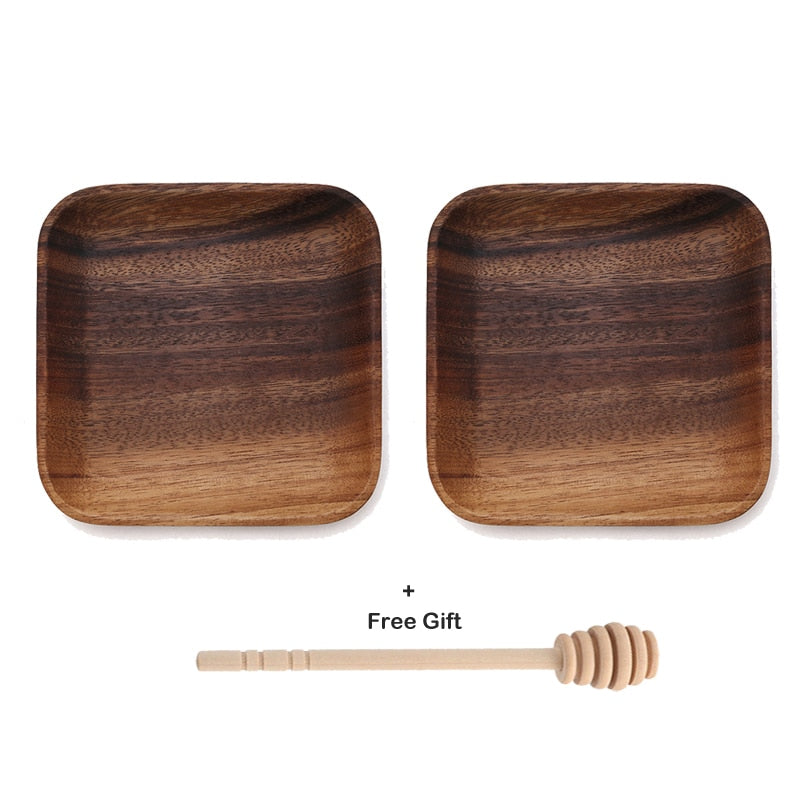 Acacia Wood Plate Set