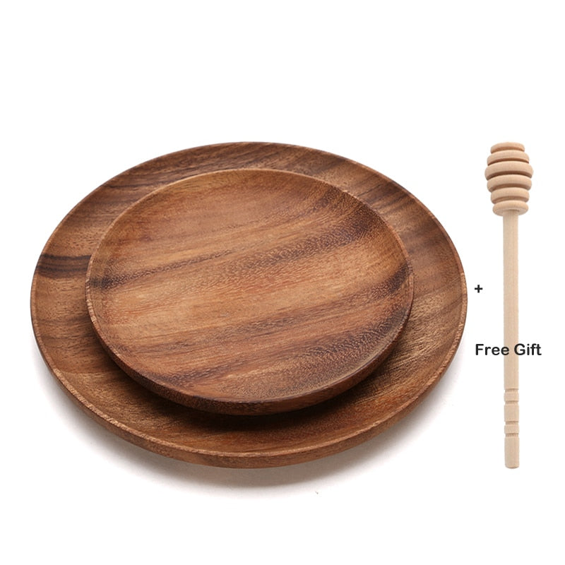 Acacia Wood Plate Set