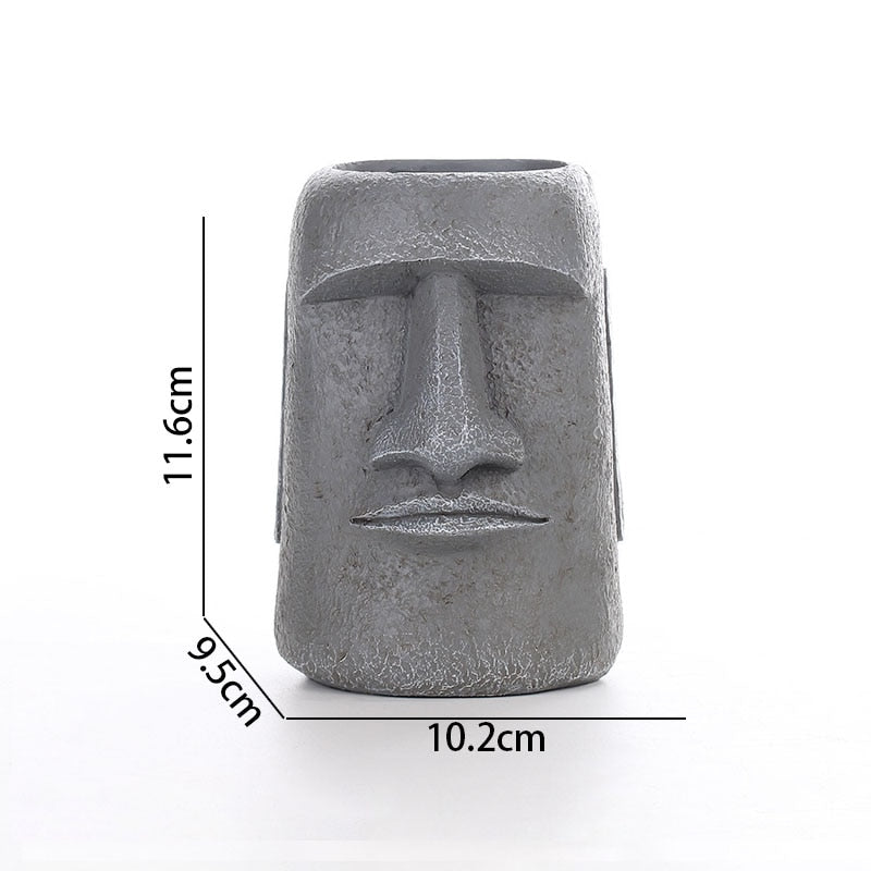 Stone Face Resin Vase