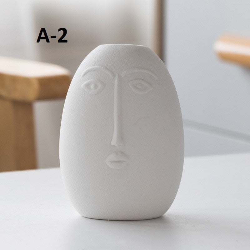 Modern Art Face Ceramic Vase