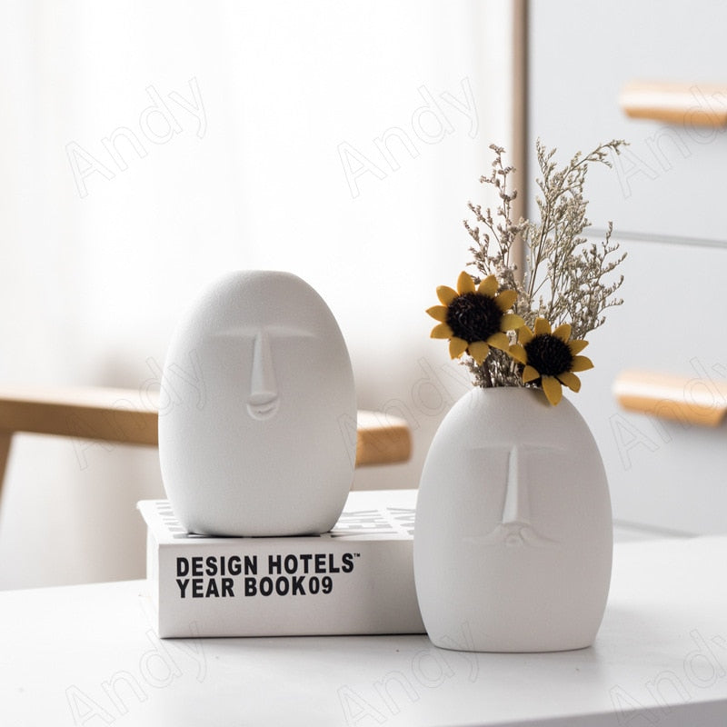 Modern Art Face Ceramic Vase